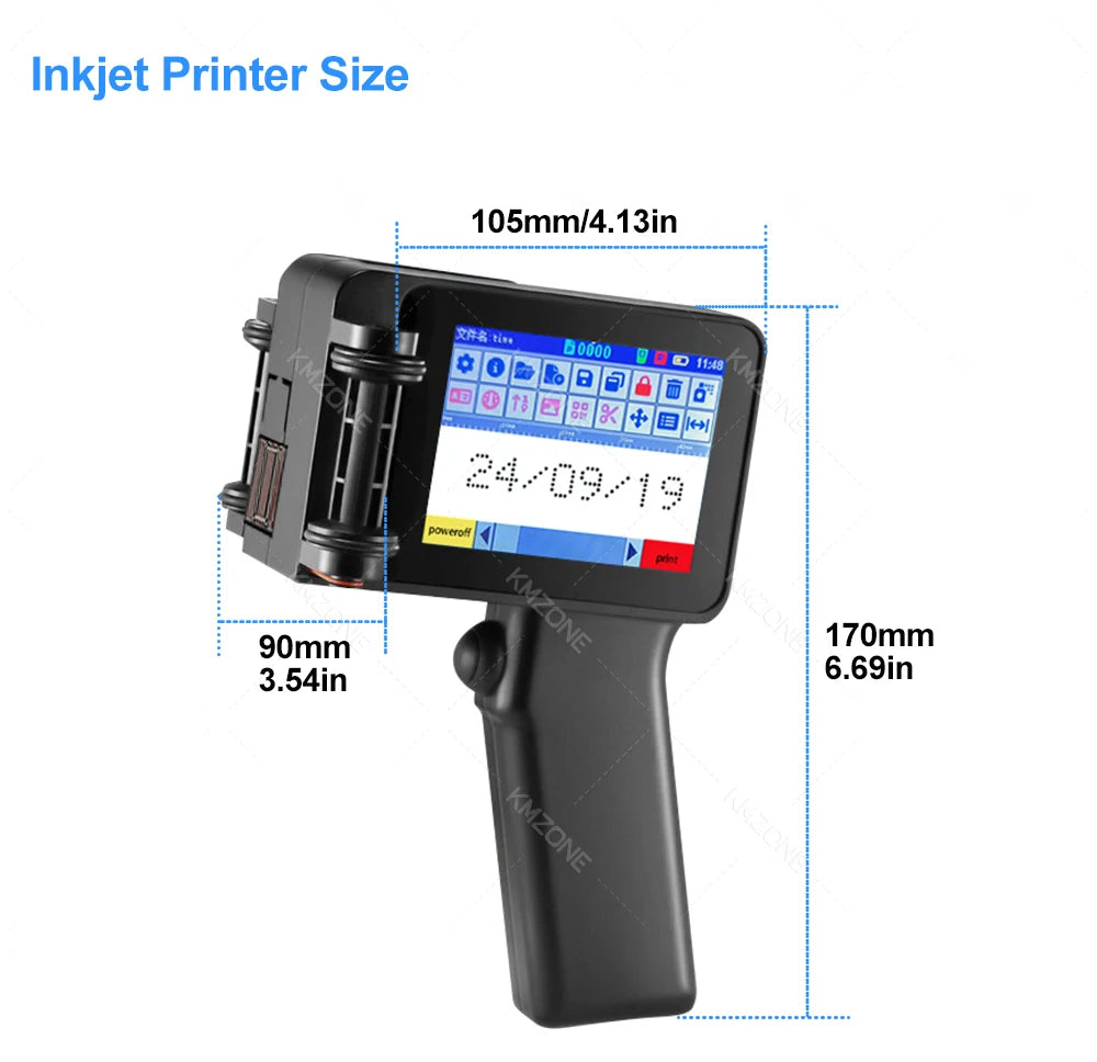 Mini Handheld Inkjet Printer 2-12.7mm for Text QR Barcode Batch Number Logo Date Label Printer with 0/1/2 Ink Cartridges