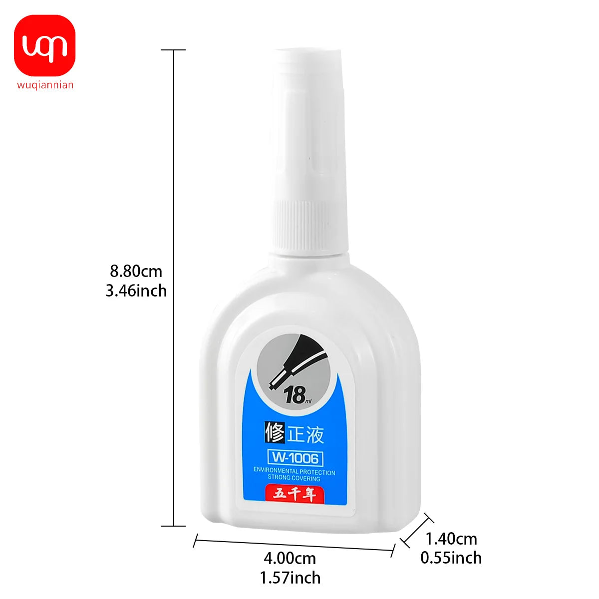 WQN-1/3/6PCS Simple White Correction Fluid 18ml, Fine Needle Tip, Anti-Stain, Durable, for Students and Office Supplies
