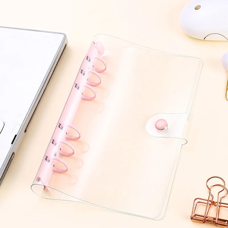 Lightweight Pvc Loose-Leaf Shell 6 Holes A6 Transparent Loose-Leaf Shell, Color Clip, Simple Candy Color Album Shell