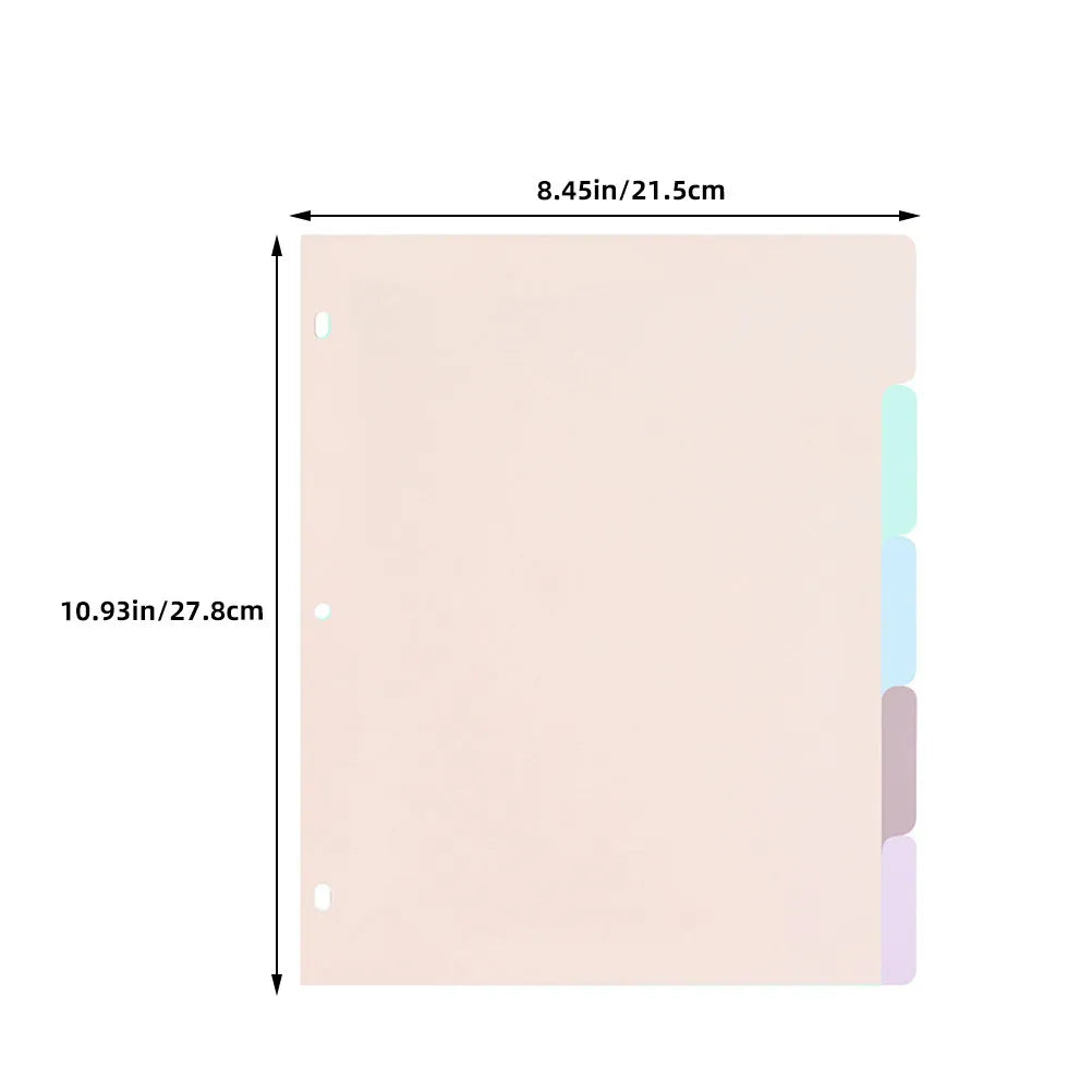1 Set A4 Binder Dividers PP Frosted Multi-Section Index Tabs for School Office Document Organizer Journal Inserts