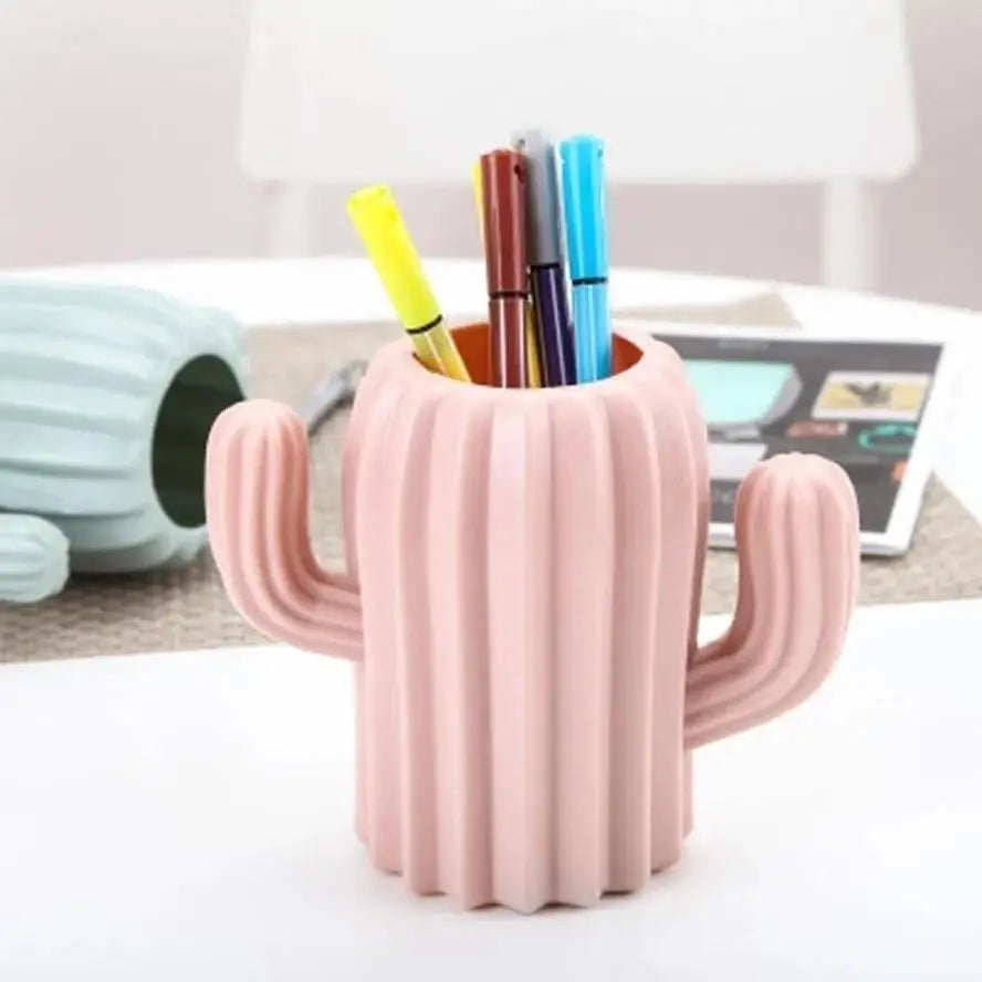 New Creative Desktop Storage Plastic Multifunctional Cute Cactus Pen Holder Office Desk Supplies Simple And Fresh Stationery