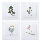 New Embroidered Herb Cocktail Napkin, Pure Linen, Lavender, Rosemary, Mint，Sage，Natural, Elegant, Tea Napkin, 15x15cm,