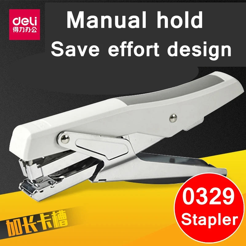 Deli 0329 Manual Plier Stapler Hand-Held Type 20 Sheets Capacity 80g Metal Effort-Saving Stapler for Office And School Supplies