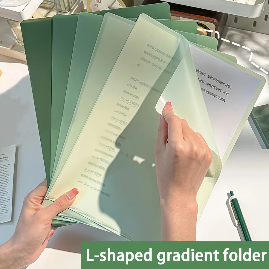 5pcs Gradient L-Shaped Folders - Large Capacity for Easy Organization of Documents and Exams - Office Supplies And Accessories