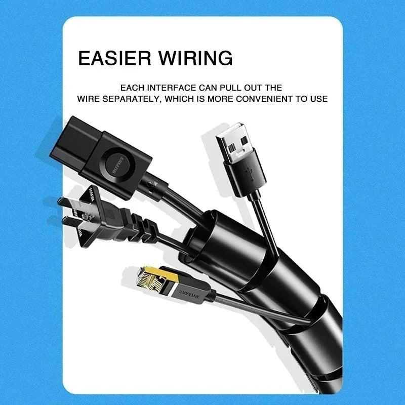 Cable Tube Sleeve Flexible Cord Bundler Wire Wrap Cable Management System Desk Wire Organizer for Office Home TV PC Computer