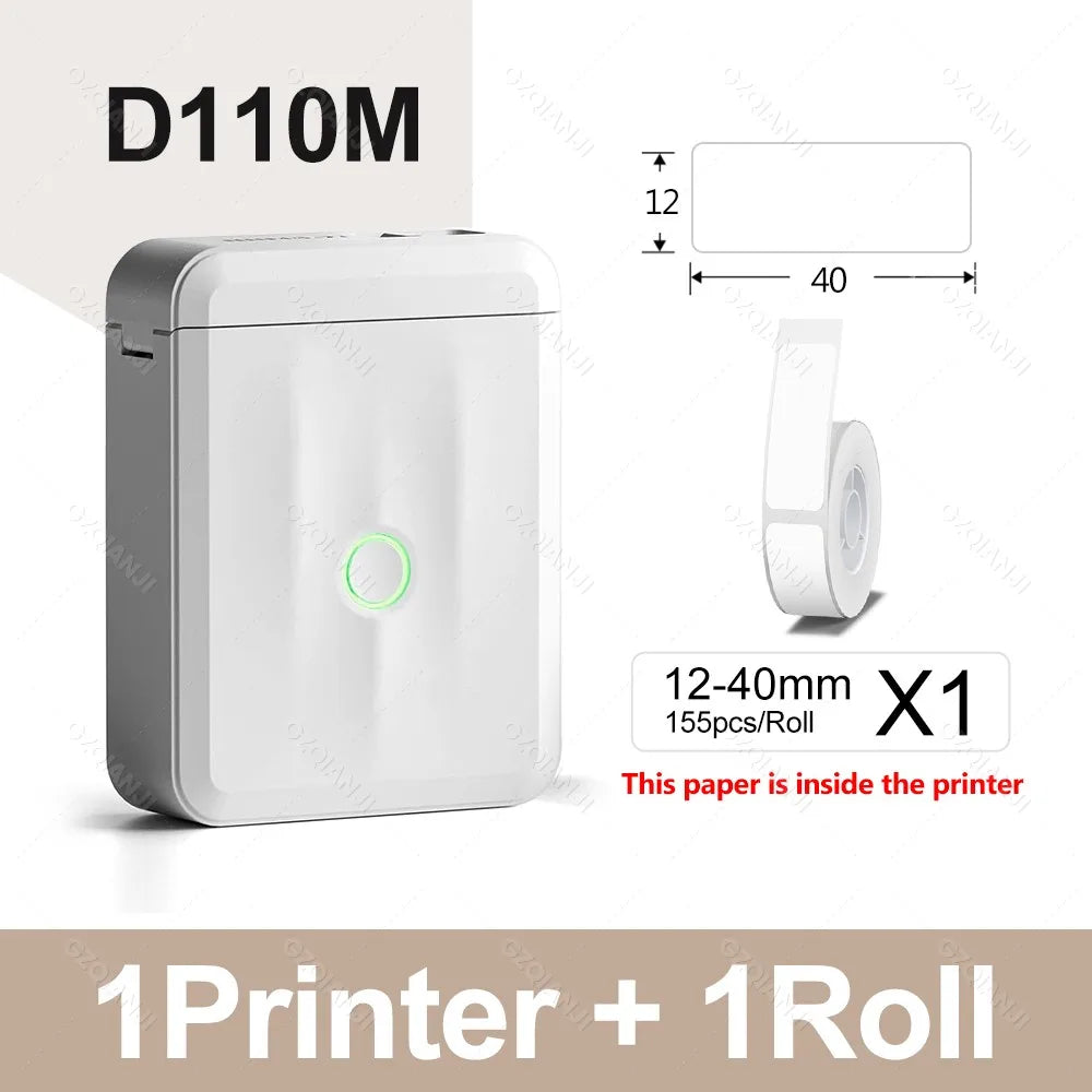 Niimbot D110 Label Printer Bluetooth Mini Adhesive Portable Smart Label Maker UV Without Ink For Office School Labeling Machine