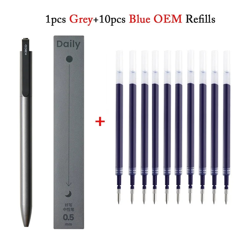 KACO Gel Pens Press Signature Pen Stationery Metal Pen Clip 0.5mm Black Ink Quicking Drying Large Capacity 800M Smooth Writing