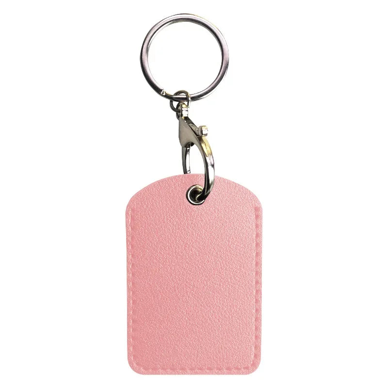 1PCS PU Leather Mini Card Holder Keychain Key Ring Door Lock Access Tags ID Card Case Keychain Access Card Bag Key Tag Ring