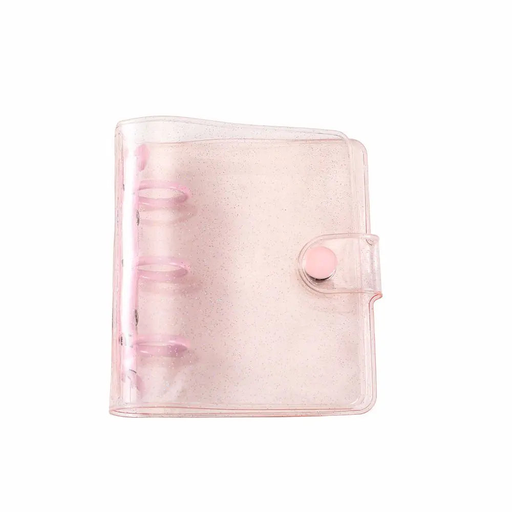 Portable Mini Handbook Glitter Notebook Pages Transparent Binder Notebook Cover Card Organizer 3 Hole Binder Clip Photo album