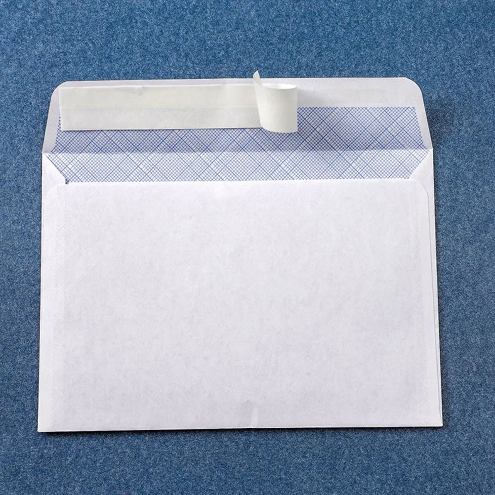 100Pcs White Business Envelopes with Security Pattern Self-Seal Privacy Protection for Office Documents Legal Letters and Secure