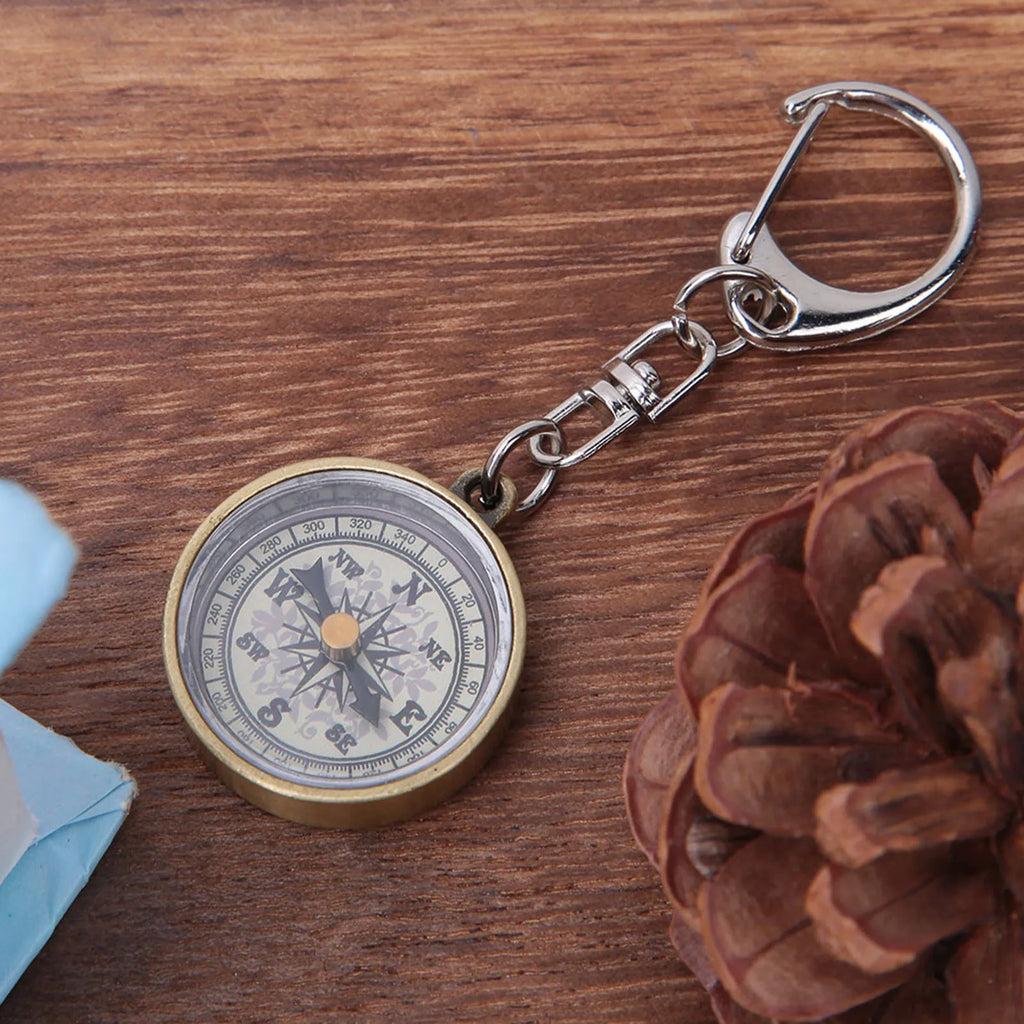 2PCS Lightweight Compass Keychain Vintage Zinc Alloy Pocket For Outdoor Camping/Travel/Direction Navigation Tool Survival Guide