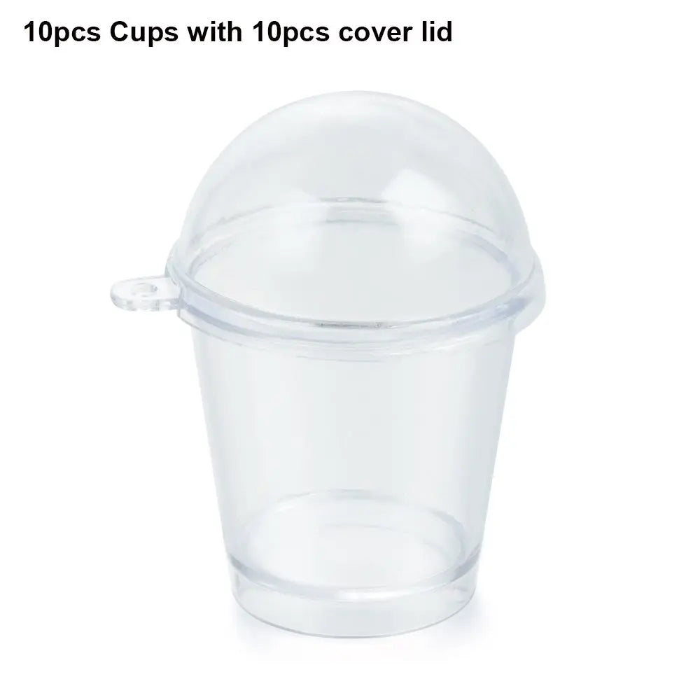 10pcs Miniature Frappuccino Cups With Cover Lid Ice Cream Cups Cake Decorating Disposable Cups