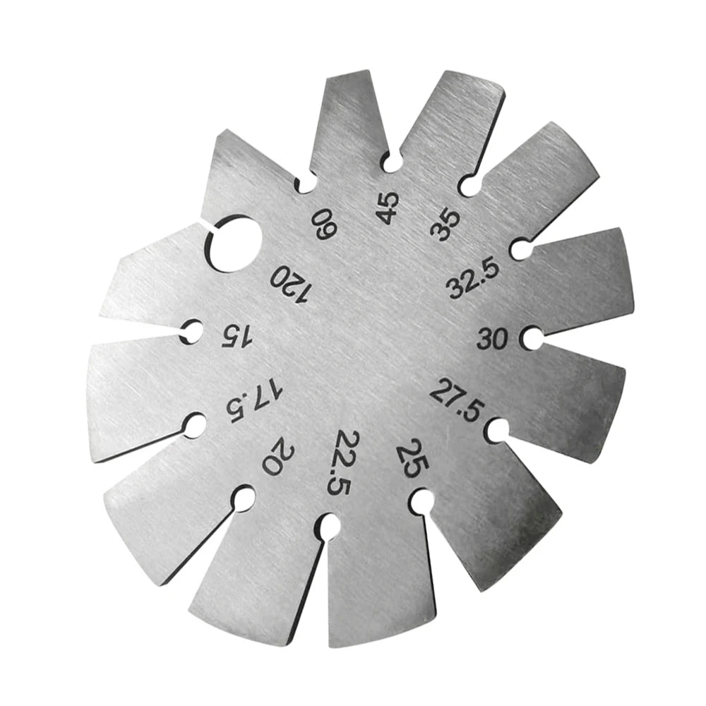 Stainless Steel Round Gauge Diameter Bevel Gauge Angle Protractor Thickness Gauge 15° 20° 22.5° 30° 45° 60° 120° Measuring Tool