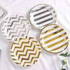 Pink Blue Stripe Dot Disposable Tableware Sets Paper Cups Plate Straws Fork Disposable Sets Wedding Birthday Party Decorations
