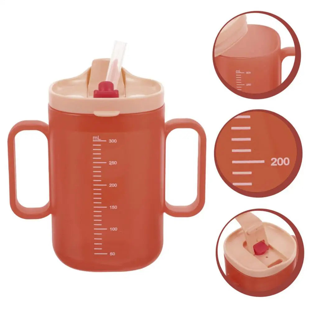 Adult Sippy Cup with Lid and Straw Plastic Mug Drinking Cup Disabled Elderly Spill Proof Dysphagia Cup Parkinsons Aids Living