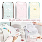 PP Accordion File Organizer Vertical Multi-Compartment Structure Expanding File Folder Portable Carry Handle Cute Pattern