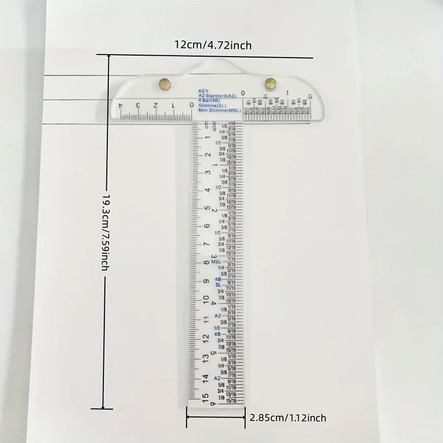 1pc Acrylic Double Scale T Ruler, DIY Manual Measurement Reference Ruler Multi-Function Drawing Tool