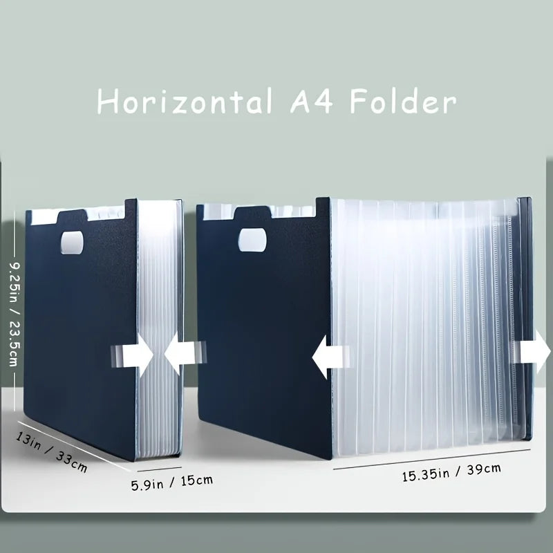 Modern white A4-sized foldable file storage box - with multiple pockets, the ideal desktop folder and desktop storage box