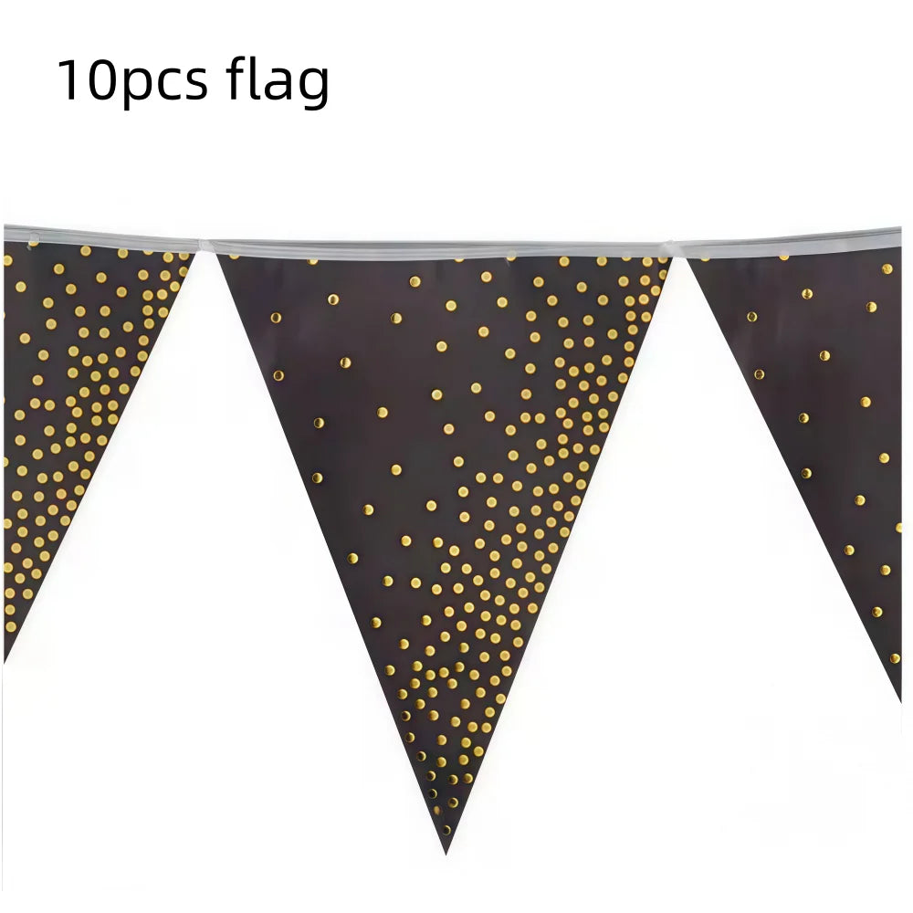 Black Gold Birthday Party Decorations Tableware Paper Plates Cups Napkin Tablecloth for Adult Kids Happy Birthday Party Supplies