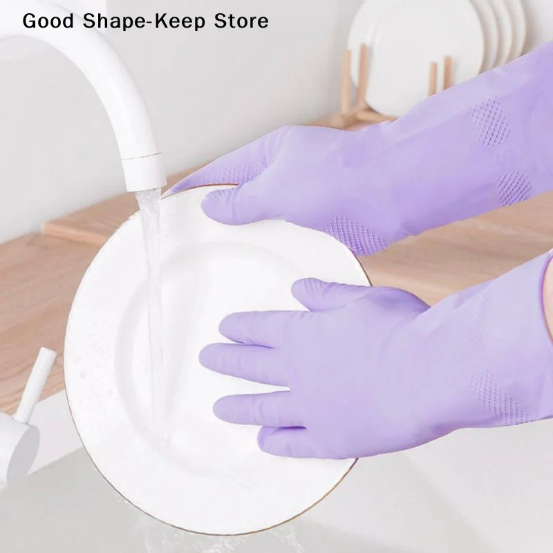 dailyWater Resistant Dish Washing Gloves 1 Pair Durable Latex Rubber Gloves Reusable for Kitchen Cleaning Laundry Gardening Use