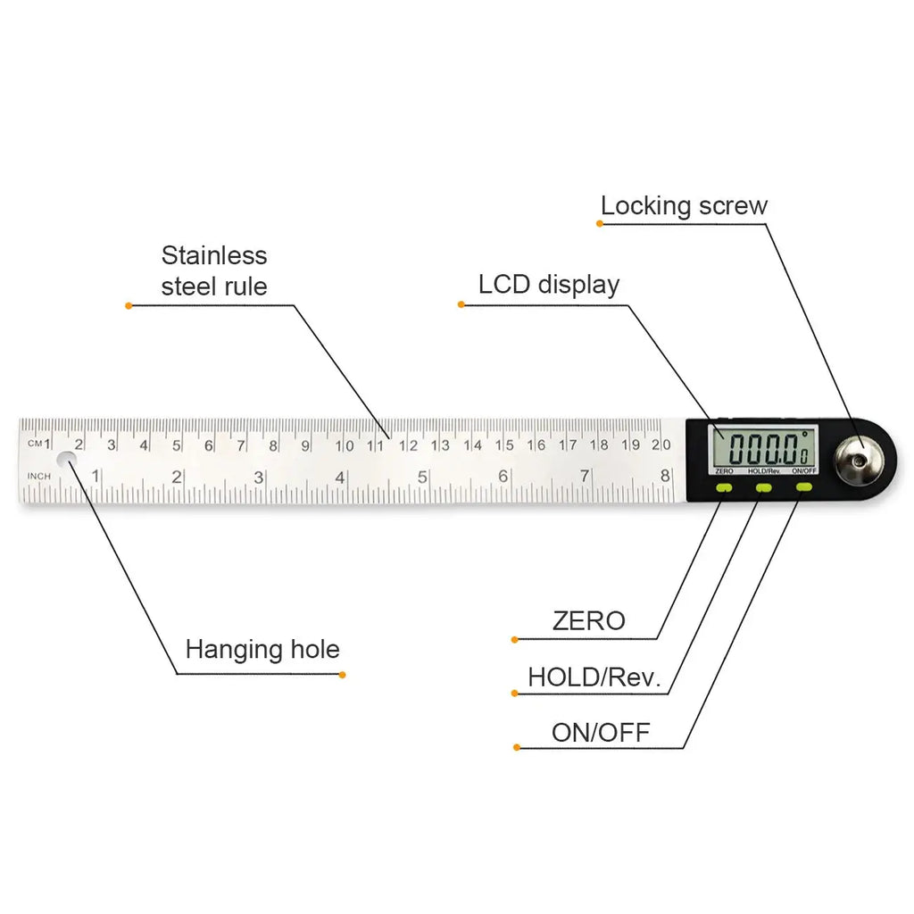 SHANHR 200mm/300 mm Digital Meter Angle Inclinometer Angle Digital Ruler Electron Goniometer Protractor Angle Finder