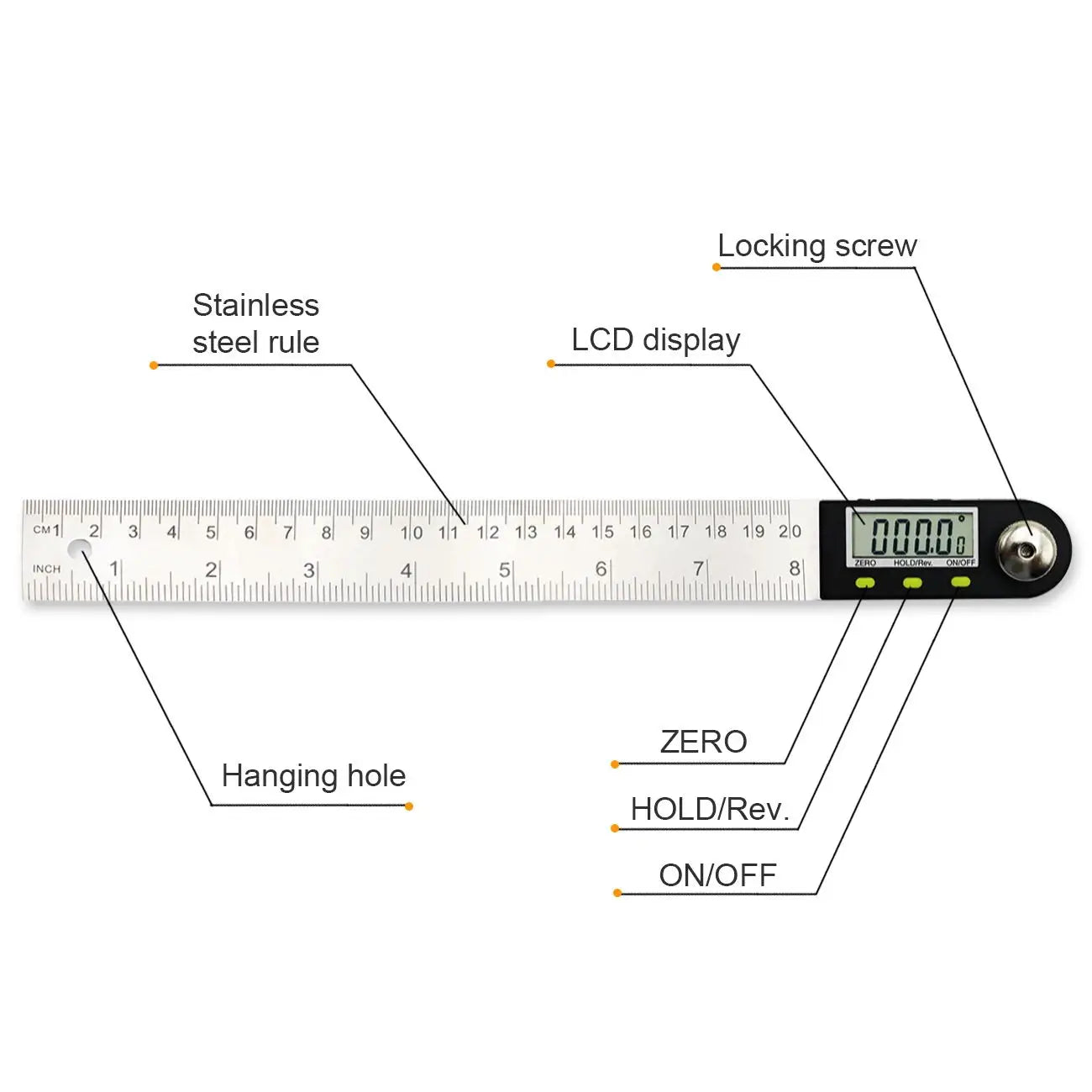 SHANHR 200mm/300 mm Digital Meter Angle Inclinometer Angle Digital Ruler Electron Goniometer Protractor Angle Finder