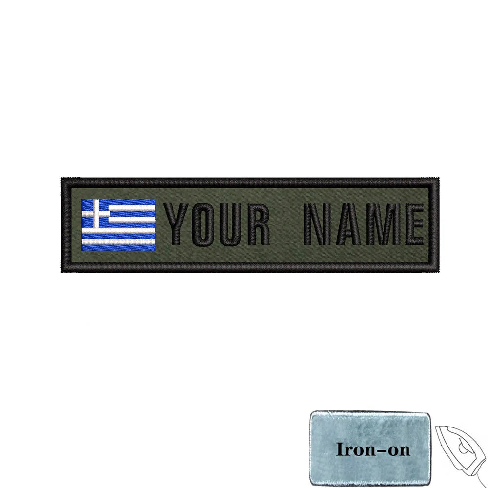 1PC 10cmX2.5cm Custom Name Flag Patch Stripes Badge Iron On Or Hook Loop Estonia Austria Bulgaria Hungary Romanian Ireland green