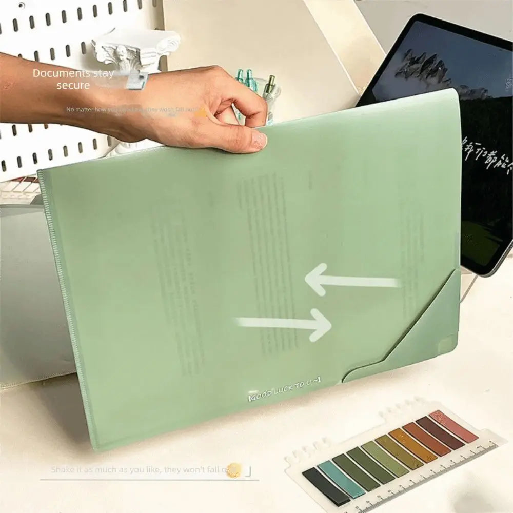Creative Large Capacity File Folders Waterproof L-Shaped File Organizer Plastic Sorting Storage Document Bag For Student