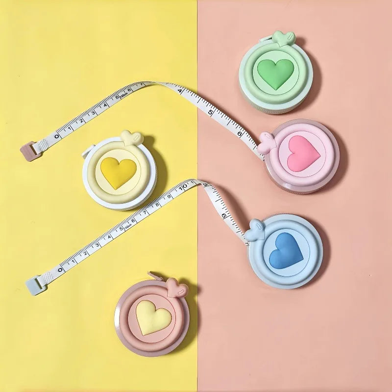 1pc Compact Retractable Pastel Heart-Shaped Mini Tape Measure - for Body Measurements, Clothing