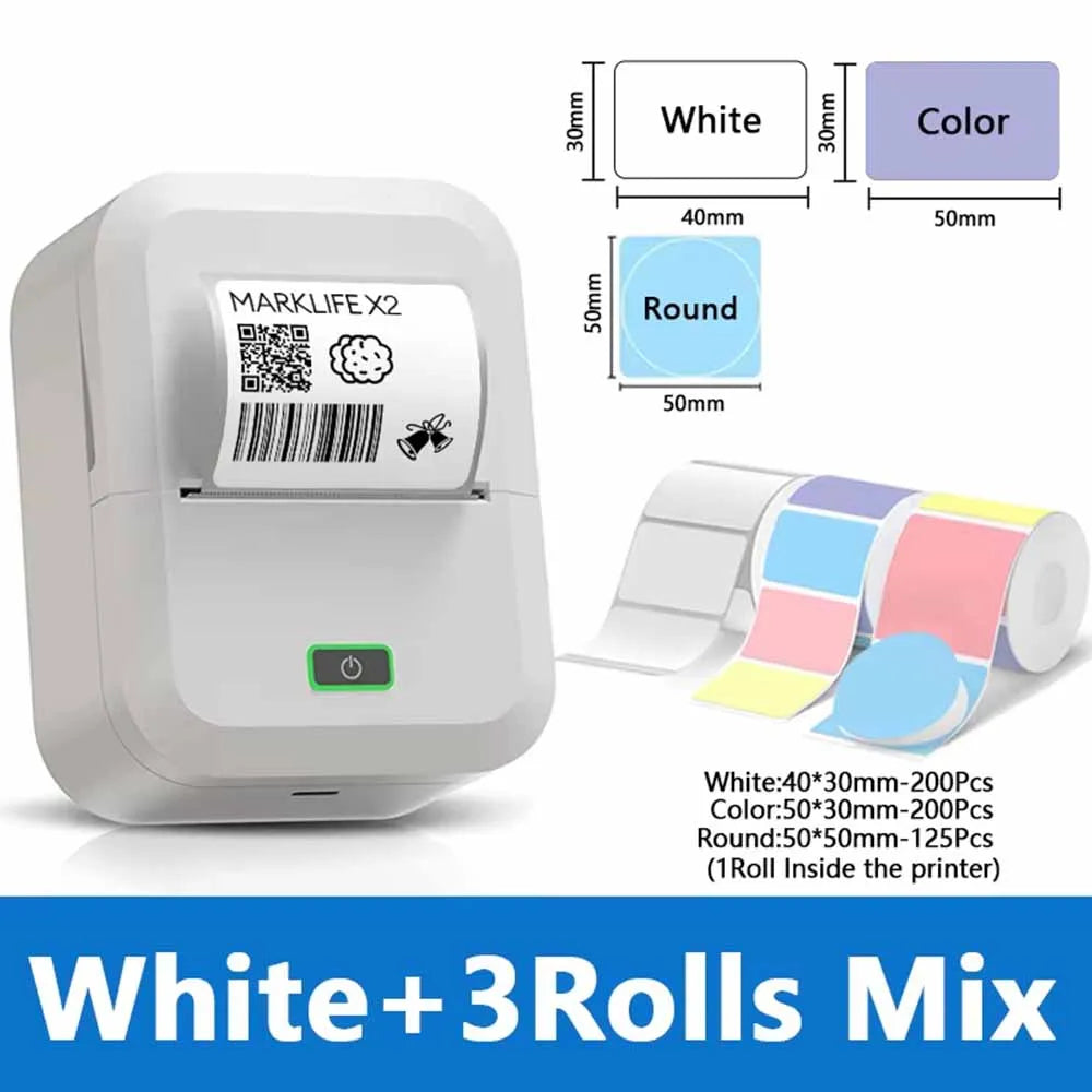 Marklif X2 Portable Thermal Printer Mini Pocket Printer Self-Adhesive Sticker Labeling Machine Similar as B21 B1 Printer Noink
