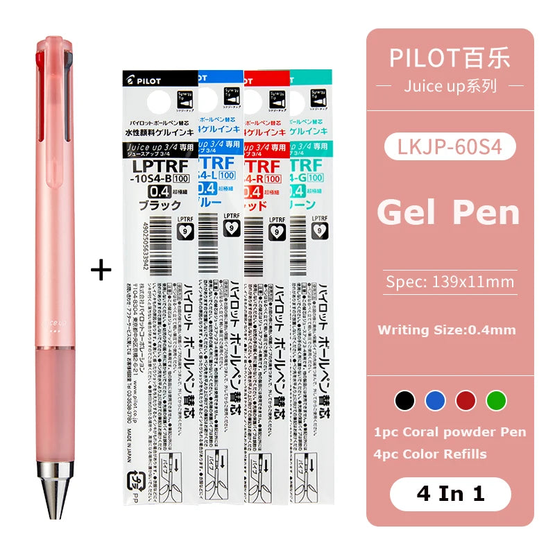 Japan Pilot Modular Pen Juice Up 3/4 Color 0.4mm Ultra-fine Gel Pens, Water-base Smooth Writing Versatile Stationery Aacsesories