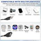 USB Cable Extension Cord Data Sync Charger With Switch ON/OFF Cable Extension USB 2.0 Male to Female Extension Extender Cable