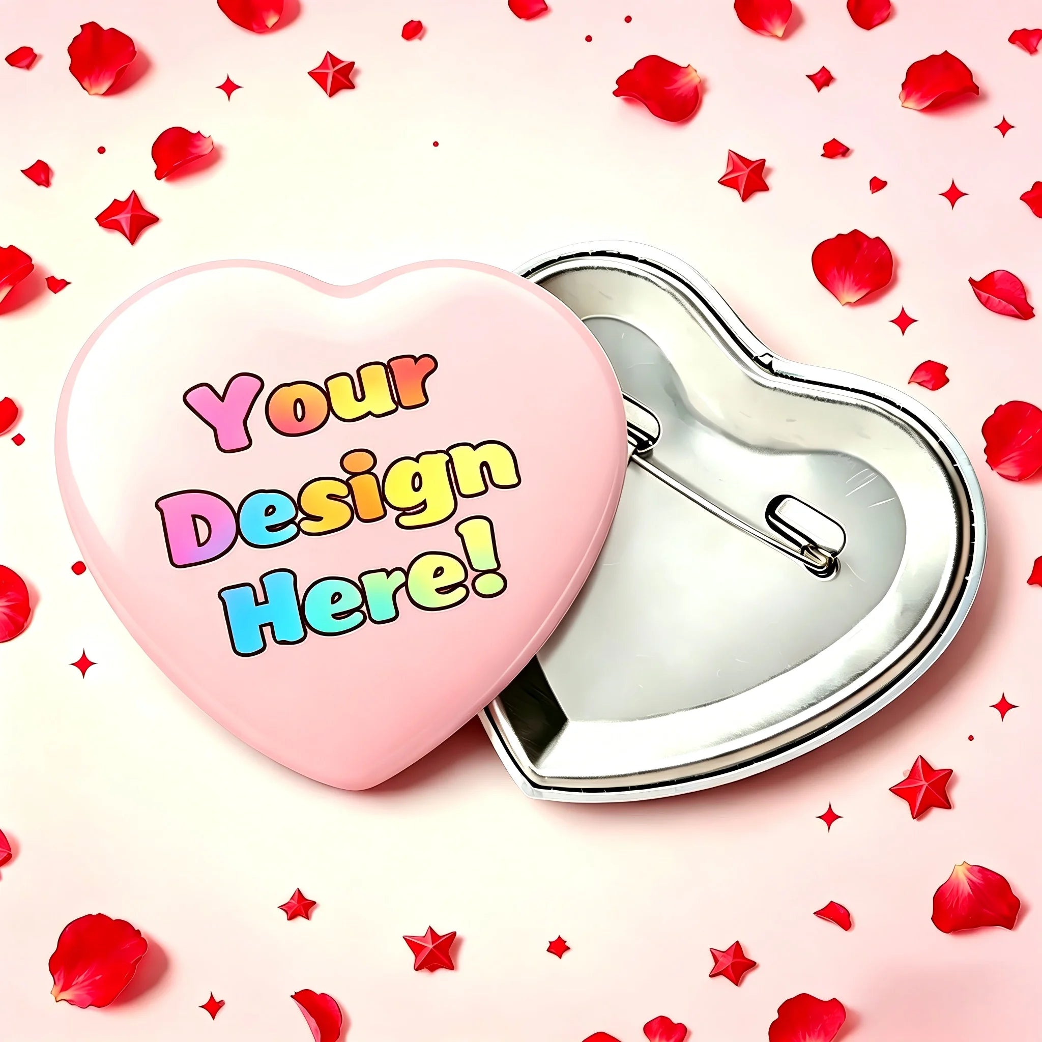 Custom Heart-Shaped Tinplate Pins Personalized Text Pattern Logo Printing Metal Badge Brooch Children And Friends Gift Wholesale