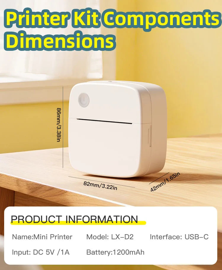Mini Portable Wireless Label Printer  DOLEWA D2 Wireless Function, Thermal Sticker Maker, Handheld Tips, Learning Marking