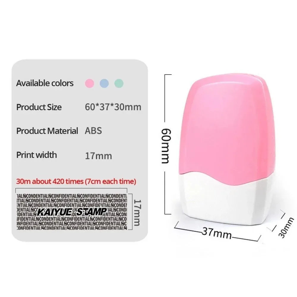 Reusable Privacy Stamp Roller Confidential Seal, Garbled Code Eraser Eliminator Design, For Express Single Information Privacy