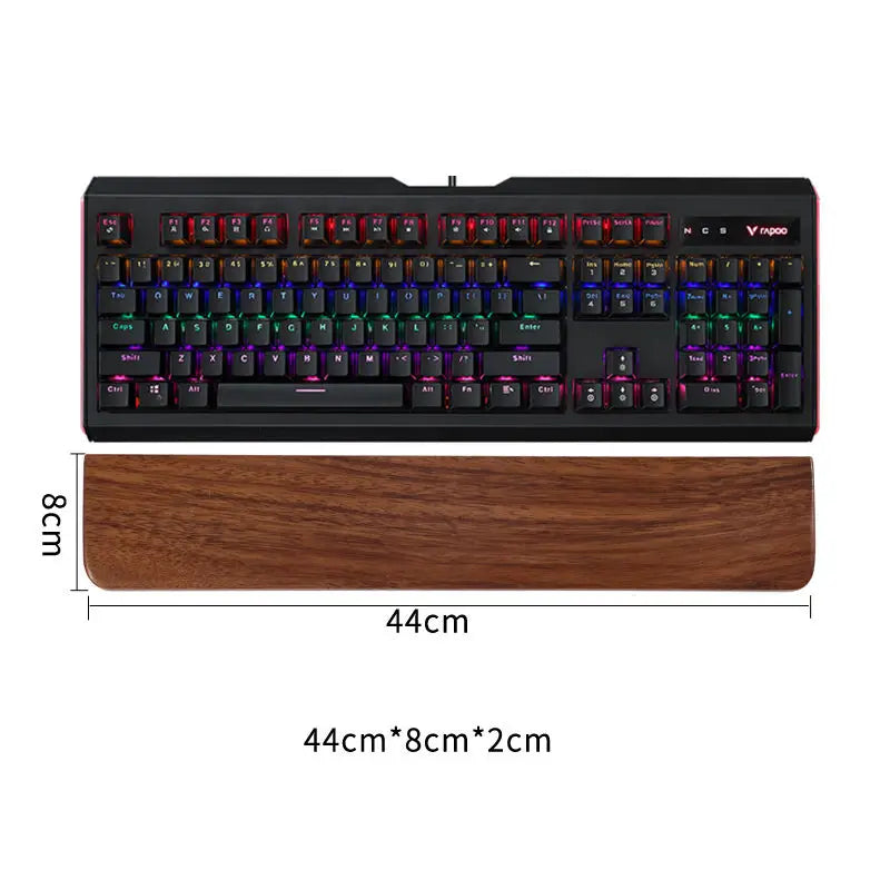 Solid Wood Keyboard Wrist Rest for 87 Key Mechanical Keyboard, Ergonomic Wooden Palm Rest with Non Slip Base