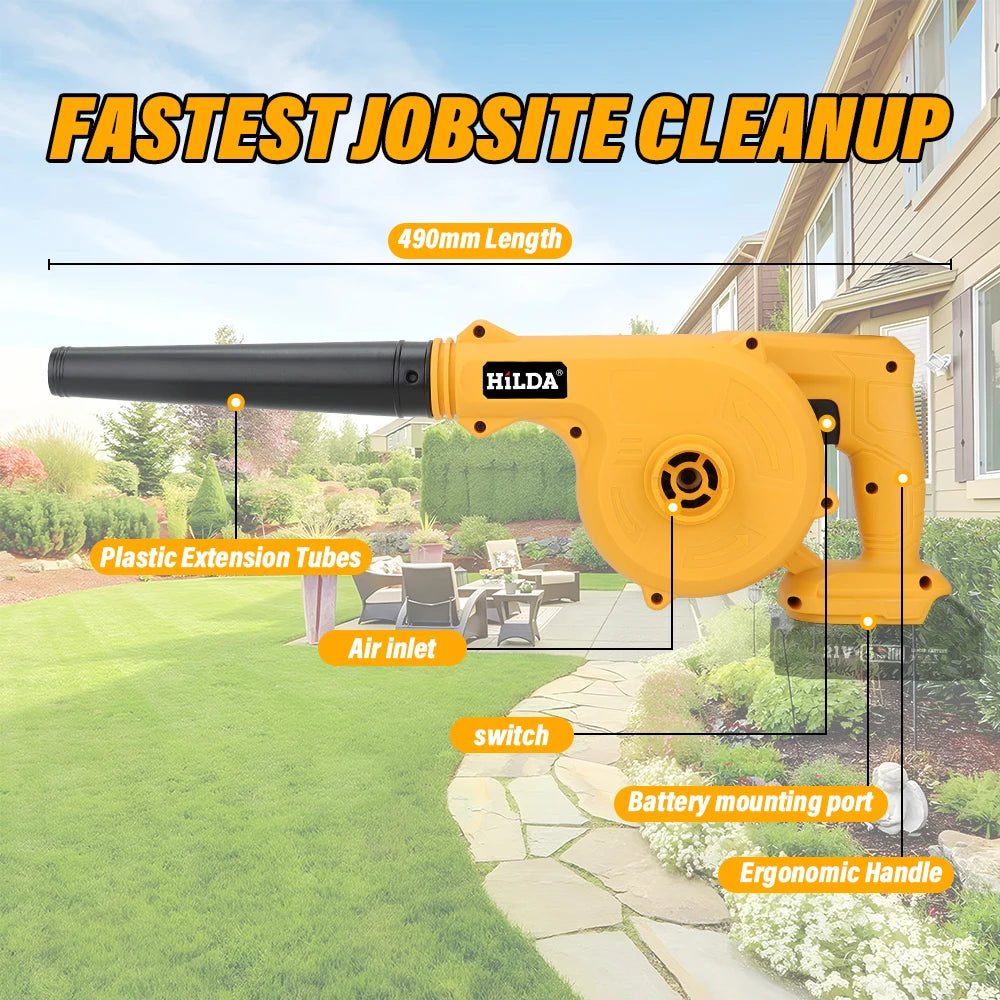HILDA 18V Electric Air Blower 2IN 1Vacuum Cleaner Dust Computer Collector Cordless Handheld Power Tools For Makita No Battery