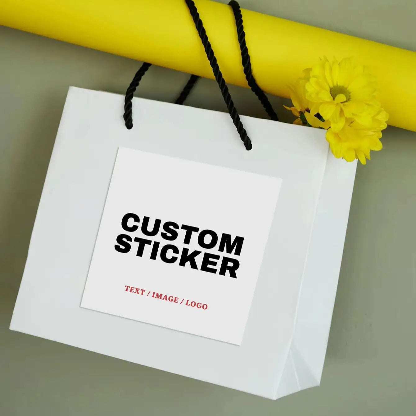 1/60/120/240 Custom Square PVC Stickers Waterproof Personalized for Party, Label, Packaging
