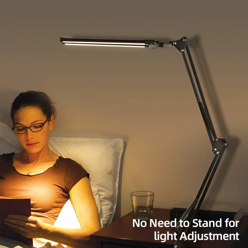 Double Head LED Desk Lamps Led Computer Monitor Light Stepless Dimmable USB Table Lamp for Office Study Reading Lighting Fixture