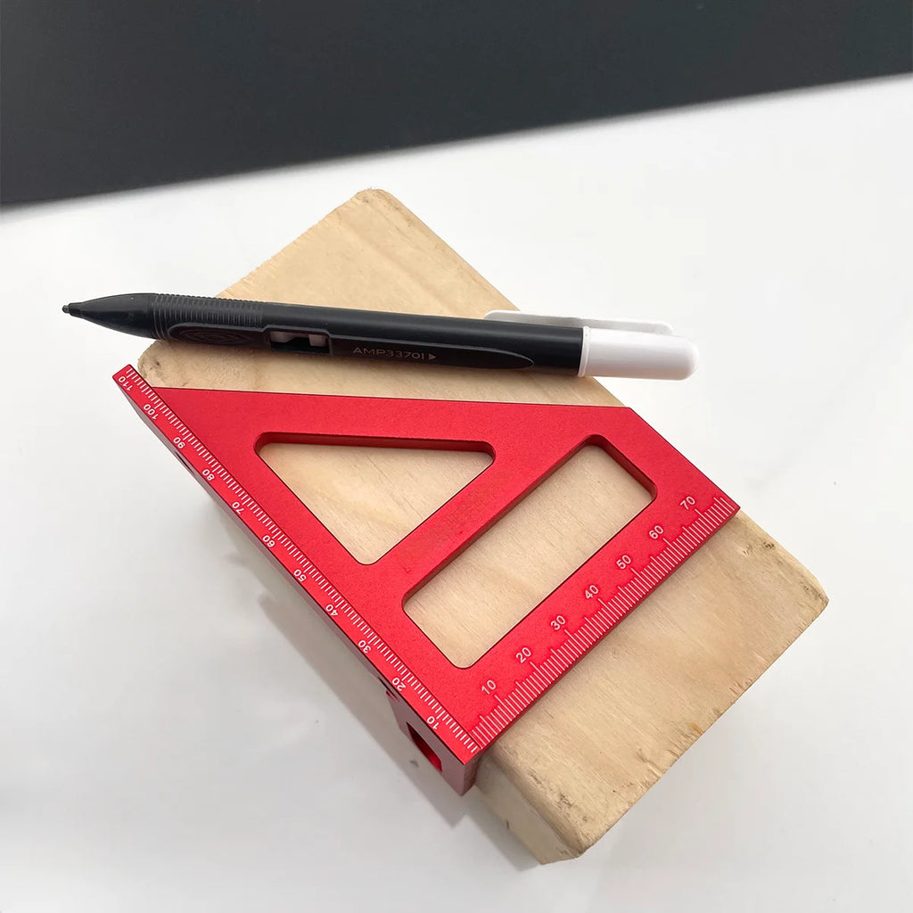 1pc Woodworking Squares and Protractors, Aluminum Alloy Beveled Triangles, High-Precision Layout Measurement Tools.