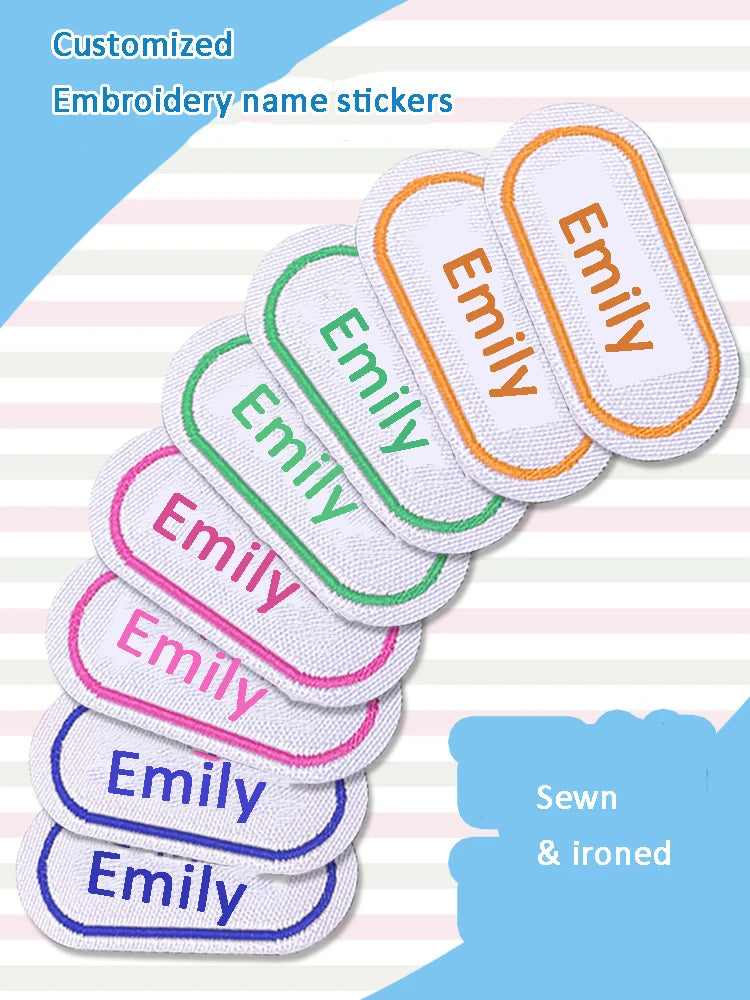 Customized Children's Name Tag Lable Sewing On Bag Clothes For Kids Embroidery Custom Sew Name Pendant Label