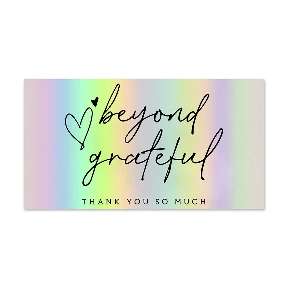 50 Pcs Thank You For Supporting My Small Business Reflective Laser Appreciate Cards Greeting Postcard For Online Retail Shopping