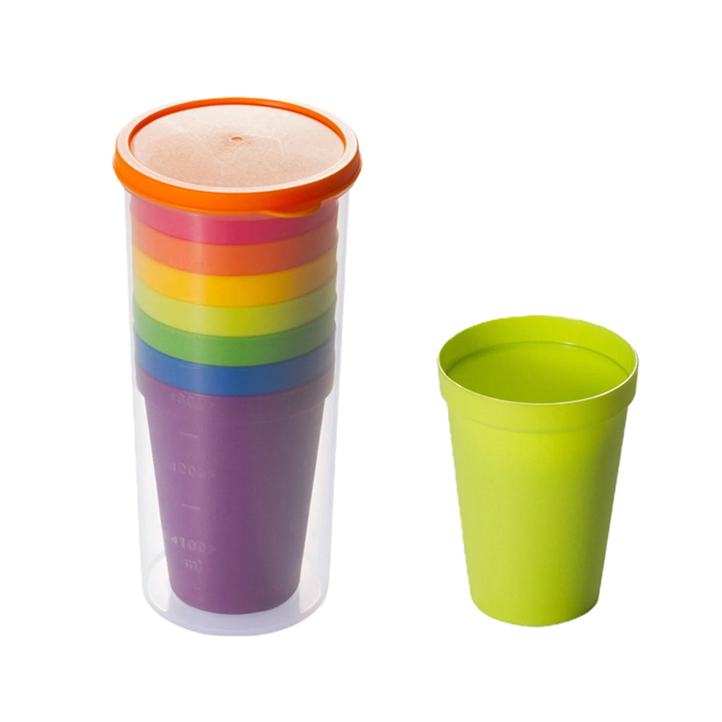 7pcs Rainbow Plastic Cups Set Reusable Water Mug Picnic Travel Trendy Funny Portable Rainbow Suit Cup Party Kids Drink Cup
