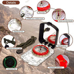 Orienteering Map Compass-Sighting Mirror with Adjustable Declination,Clinometer&LED Light for Hiking,Camping,Hunting,Mountaineer