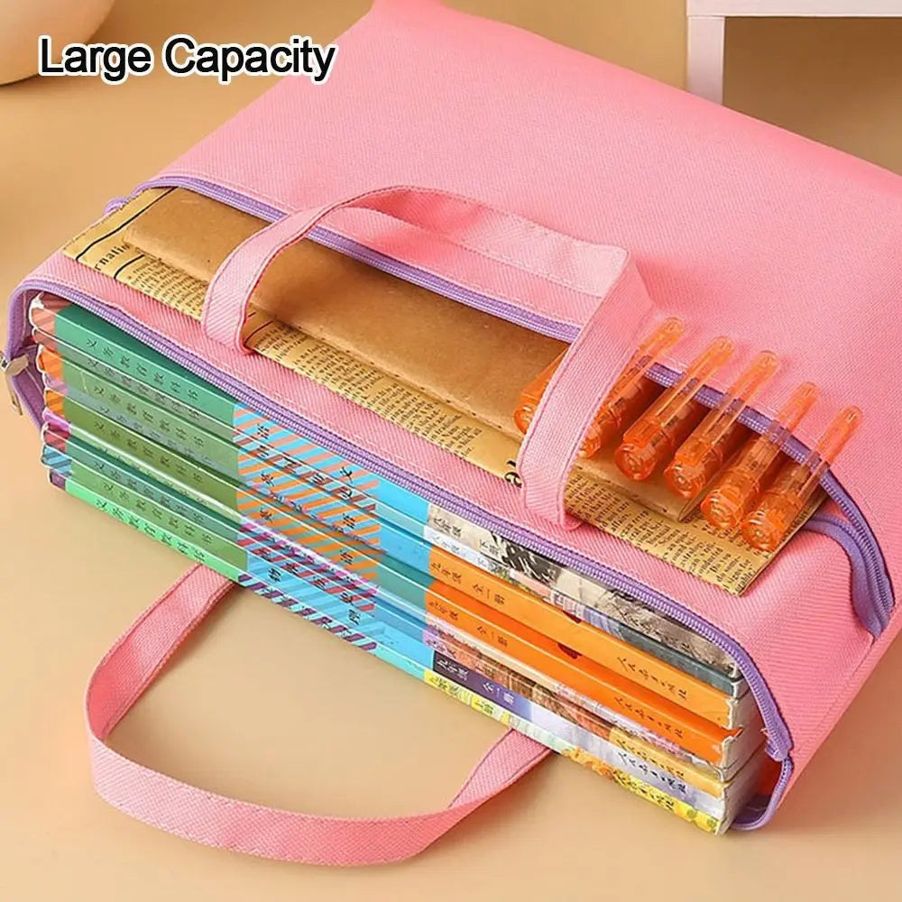A4 File Bag Portable Zipper Oxford Cloth Waterproof 8k Sketch Drawing Art Storage Bag Canvas Bag School Office Filing Products