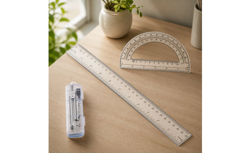 Geometry Tool Kit Transparent Geometry Set with Case Compass Set with Case Accurate Drawing Tool Kit Multi-Purpose for Students