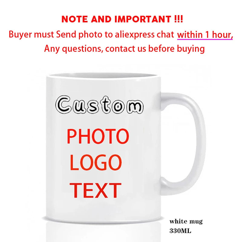Personalized Photo Mug, Customize Family, Kids, Lovers, Logo, Text, Dog, Cat, Photos Mugs, Tea Milk Cup, Mother's Day Gift