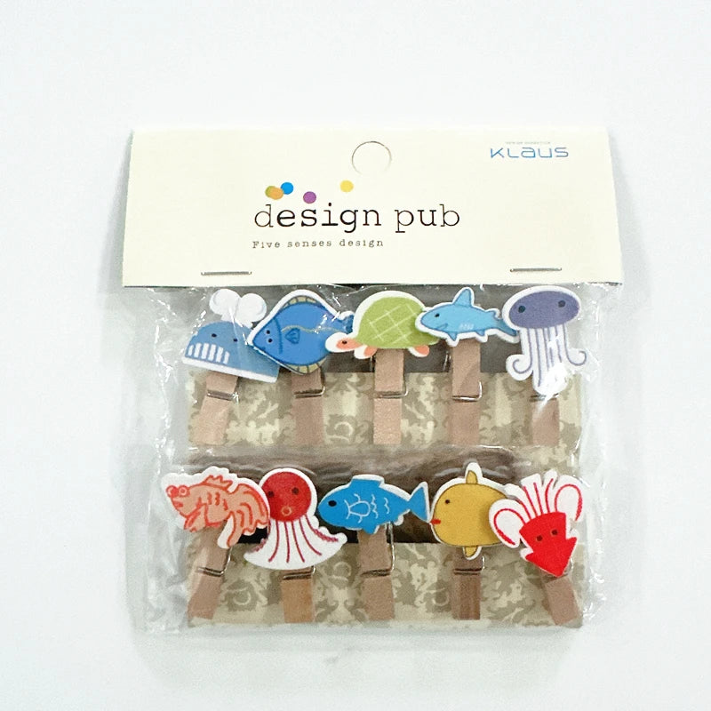 10 Pcs/Lot Creative Cartoon Animal Wooden Clip With Hemp Rope Photo Paper Clothespin Craft Clips Party Decoration Clip