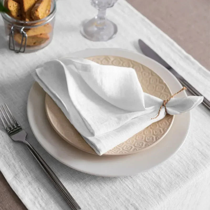 High Quality 100% Linen Napkins Restaurant Wedding Dinner Solid Color Cloth Pure Linen Classical Custom Home Table Napkin