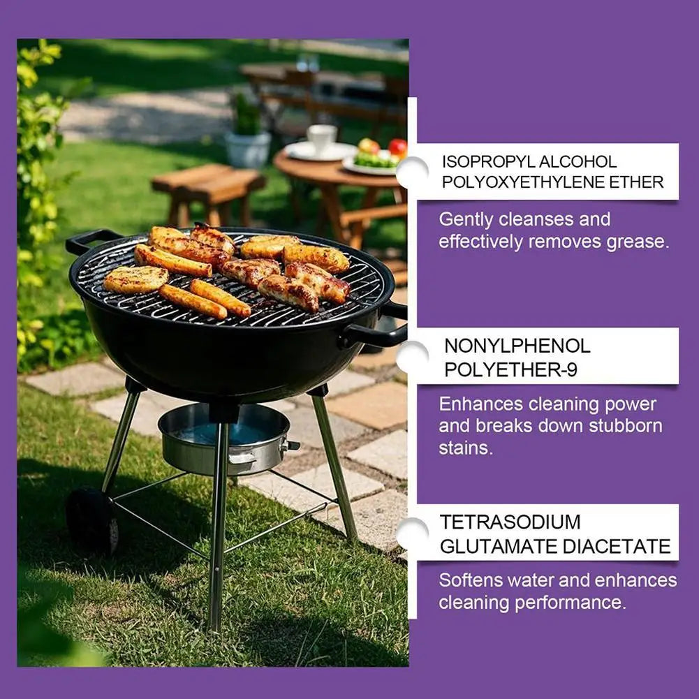 JAKEHOE 120ml Barbecue Rack Cleaner Powerful Cleaning Stubborn Grease Removes Carbon Deposits Safe Formula No Damage for Grill